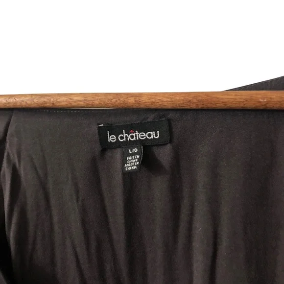 Vintage Le Chateau L v-neck sleeveless Top Empire Waist Charcoal Black - Picture 3 of 5